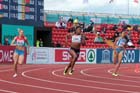 Perri Shakes-Drayton (GB) on her way to winning the 400 metres at the European Athletics Team Championships.